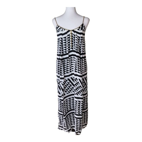 Witchery Dresses & Skirts - WITCHERY gold snake chain strap midi dress women's size 4 - 6 black white splits